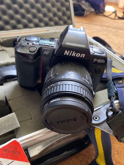 Nikon AF F-801s camera with lenses and accessories