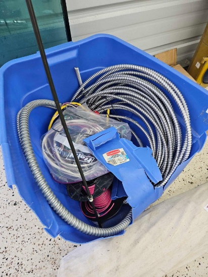 Tote of Electrical Conduit, Steel Line Conduit, Wire