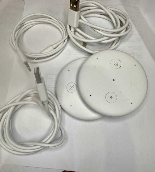 2 ALEXA ECHOES WITH CORDS