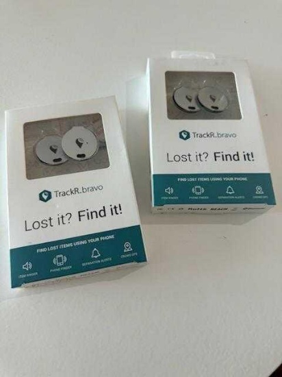 (2) NEW TrackR Bravo 2-Pack Item Tracker Silver GPS Bluetooth Find Keys Phone Wallet