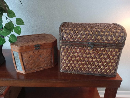 Pier 1 Style Rattan Bamboo Treasure Chest storage box