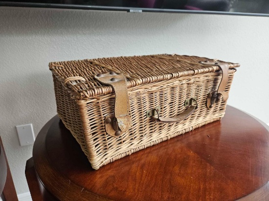 Vintage Woven Picnic Basket