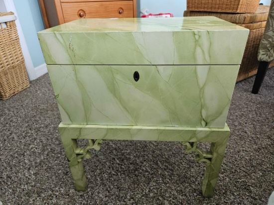 Unique Vintage lacquered? Standing storage Box, one piece