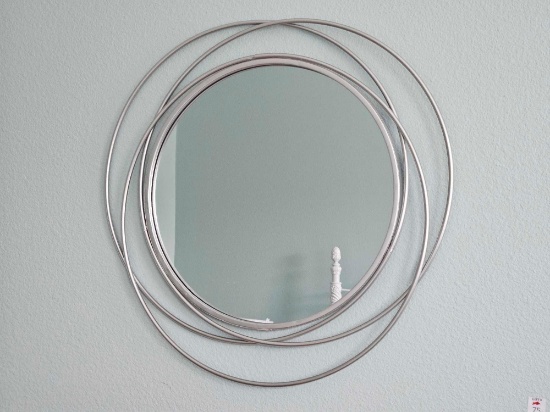 Livabliss Kindra Modern Circles Silver Round Mirror - 24"H x 24"W