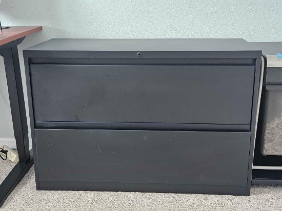 HON Flagship? Lateral File 2 Drawers Filing Cabinet, Charcoal Finish, metal