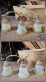 Pair of triple globe vanity lights