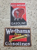 VINTAGE STYLE METAL GASOLINE GARAGE SIGNS including RED INDIAN