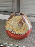 HAND GLAZED INDOOR OUTDOOR FIREPOT WITH METAL INSERT