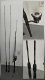 Rod and reel set and 2 rods , including zebco 202