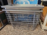8 Stainless steel chaffing serving pans and 8 wire basket stands