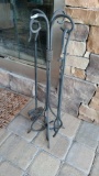 Iron Fireplace Tools (2) with Holder