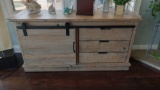 Industrial Chic Media Cabinet with Sliding Barn Door Style