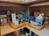 Top shelf - BEAUTY PRODUCTS INCLUDING EAR CANDLE WAXING, BATH SALTS, RAZOR SUPPLIES,