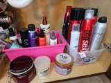 Two bins of hair products including big sexy, kenra, much more