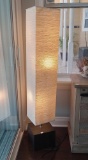 Mainstays White Rice Paper Floor Lamp with Dark Wood Base