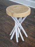 East At Main's Joeslin White Teakwood Round Accent Table