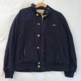 VTG LACOSTE Reversible Button Front Windbreaker Jacket 80s 90s Blue Beige