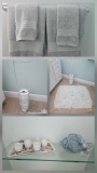 GUEST BATHROOM DECOR , TOWELS, TIOLET PAPER STAND, RUG