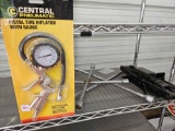 Central Pneumatic Pistol Grip Tire Inflator with Dial Gauge, Tire Irons, and Jack