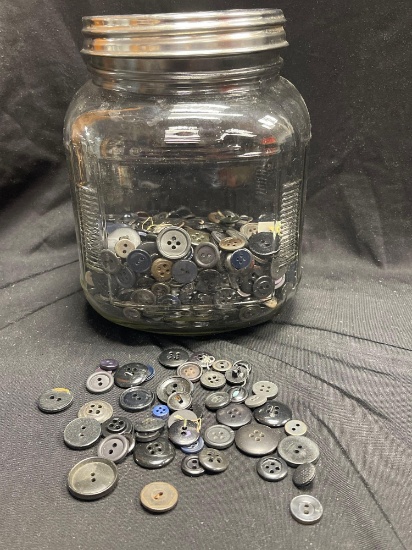 Vintage Jar of Black Buttons