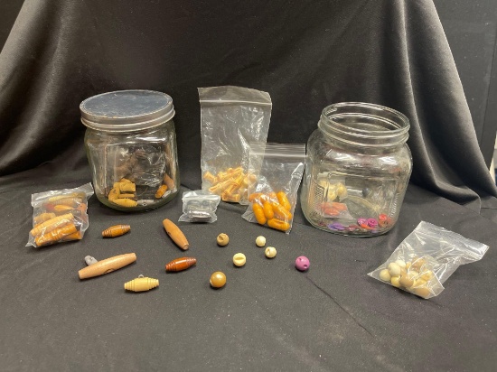 2 Jars with Barrell Buttons and much more