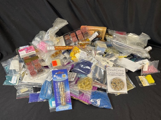 LBS OF CRAFT BEADS, JEWELRY NECKLACES, SUPPLIES