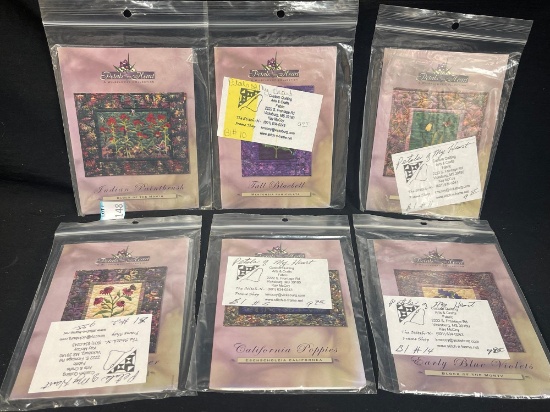 6 Different Quilting Patterns from "Petals & My Heart", a custom quilting business located in