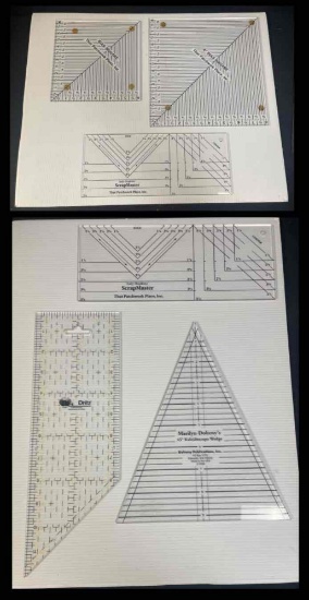 6 pcs QUILTER STENCIL RULERS including kaleidoscope wedge, scrap master, Dritz, The patchwork place