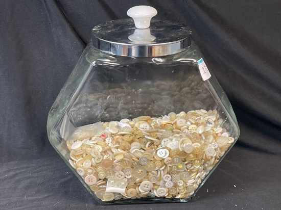 Lidded Jar Full of Vintage Buttons