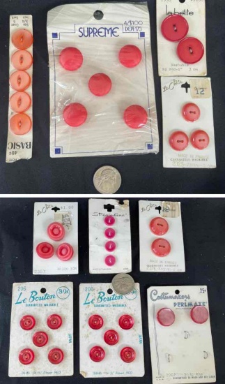 Pink-tone Vintage Buttons on Original Cards, Styles and Retro, Le Bouton, Le Chic, Le Petite