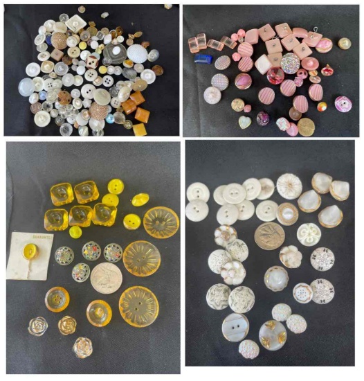 (4) Different Group of Vintage Buttons, Unique Styles and Shapes