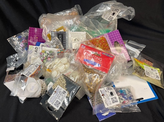 5 LBS OF CRAFT BEADS, JEWELRY NECKLACES, SUPPLIES