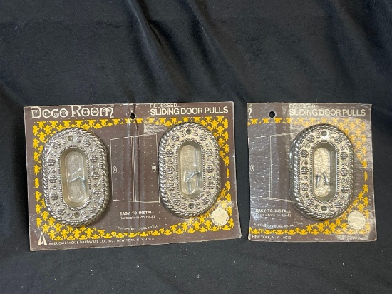 (3) Deco Room 961 Recessed Sliding Door Pulls 1970 American Tack Hardware NOS