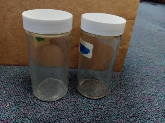 Box Full of Small Glass Bottle Screw Top Jars