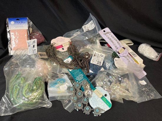 LBS OF CRAFT BEADS, JEWELRY NECKLACES, SUPPLIES