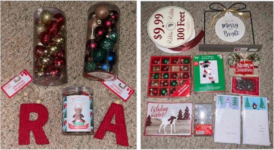 Everything Christmas, Ornaments, Ribbon, Mini Lights