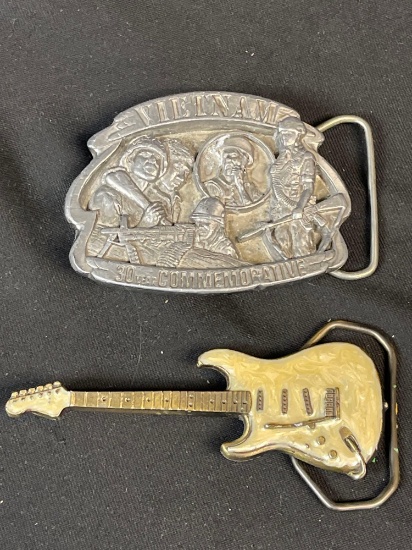 VINTAGE BELT BUCKLES, LIMITED EDITION VIETNAM #205, AMERICAN GUITAR #1448,1985,