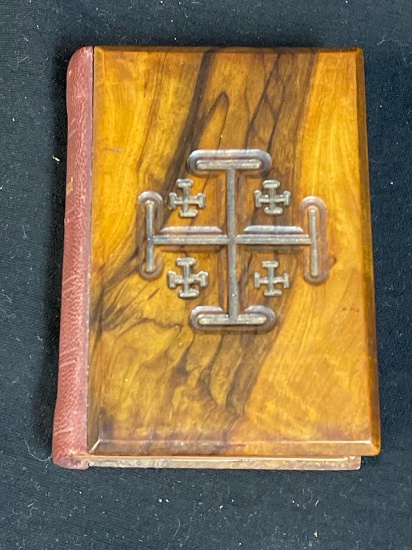 Antique Vintage Jerusalem Olive Wood Bible New Testament