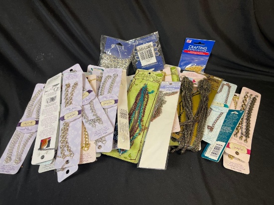 Lots and Lots of New Crafting Necklaces on Original Cards, Chains and Beaded