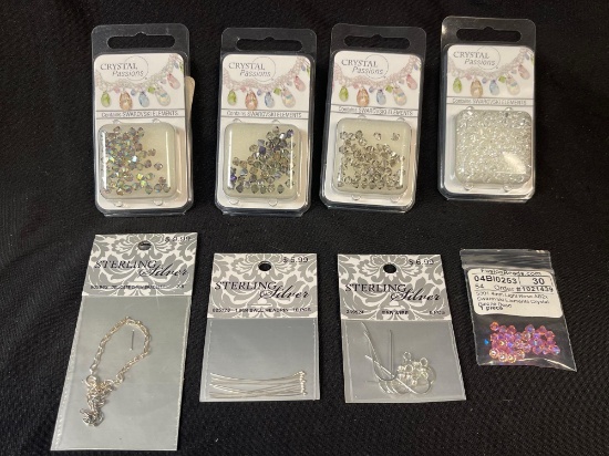 Sterling Silver Jewelry Makers Attachments +(5) Packages of Crystal Passions products, Swarovski