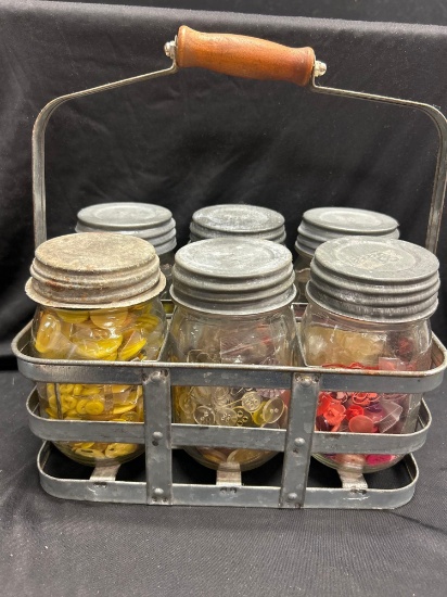 Vintage Jars with Lovely Colorful Antique and Vintage Buttons! Lovely Colors! Unsearched