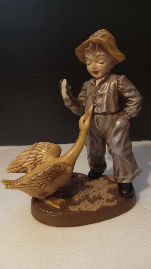 Vintage 1960s Holland Mold Boy & Goose Ceramic Figure