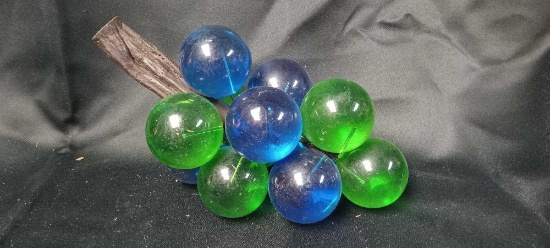 Multi-tone, Blue and Green, Vintage Mid Century Lucite Grape Cluster