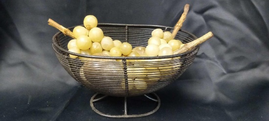 Decor Basket of Treasures! (3) Mid-Century alabaster marble stone grape clusters! Plus Flower Agate?