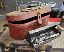 trio of workshop toolboxes and useful equipment