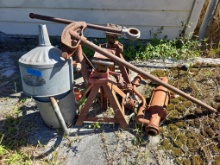 Yard Finds: Metal Treasures including vintage hand-crank oil barrel, drum, or lubester pump &