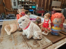 Ruff! Adorable Bulldog and his crazy crew! ceramic figures plus