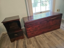 Pair of Wood furniture including Deep Stained, Lovely Cedar Hope Chest
