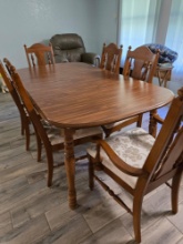 Adorable Dining Room table and 6 Chairs, with Floral carving and ivory embossed floral seats