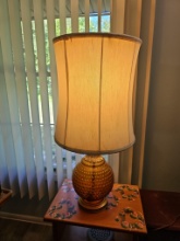 Vintage Mid-Century Modern or Hollywood Regency amber glass globe table lamp